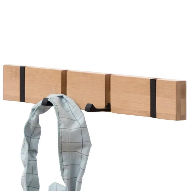 Складная Бамбуковая вешалка с алюминиевыми крючками, не нужно сверлить вешалку для пальто, шляп, одежды, настенная полка для организации комнаты