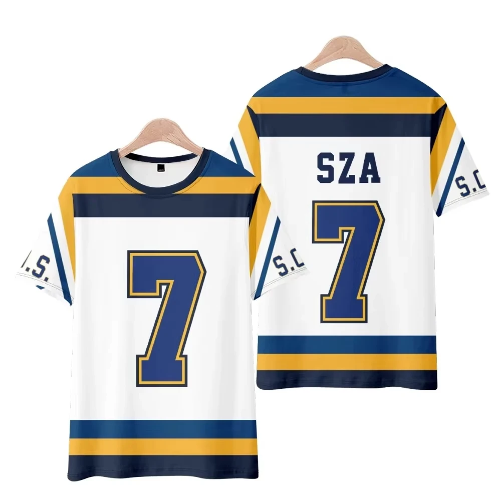 SZA Men's Football Sports Street Loose Comfortable Short Sleeve Hip Hop Style Fitness Oversized Splicing Round Neck Tops image 2