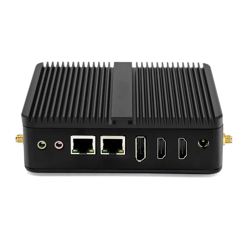J6412 Mini X86 مصغرة بدون مروحة التحكم الصناعي مضيف الكمبيوتر الصغير IPC هيكل HDMI مزدوج السلسلة