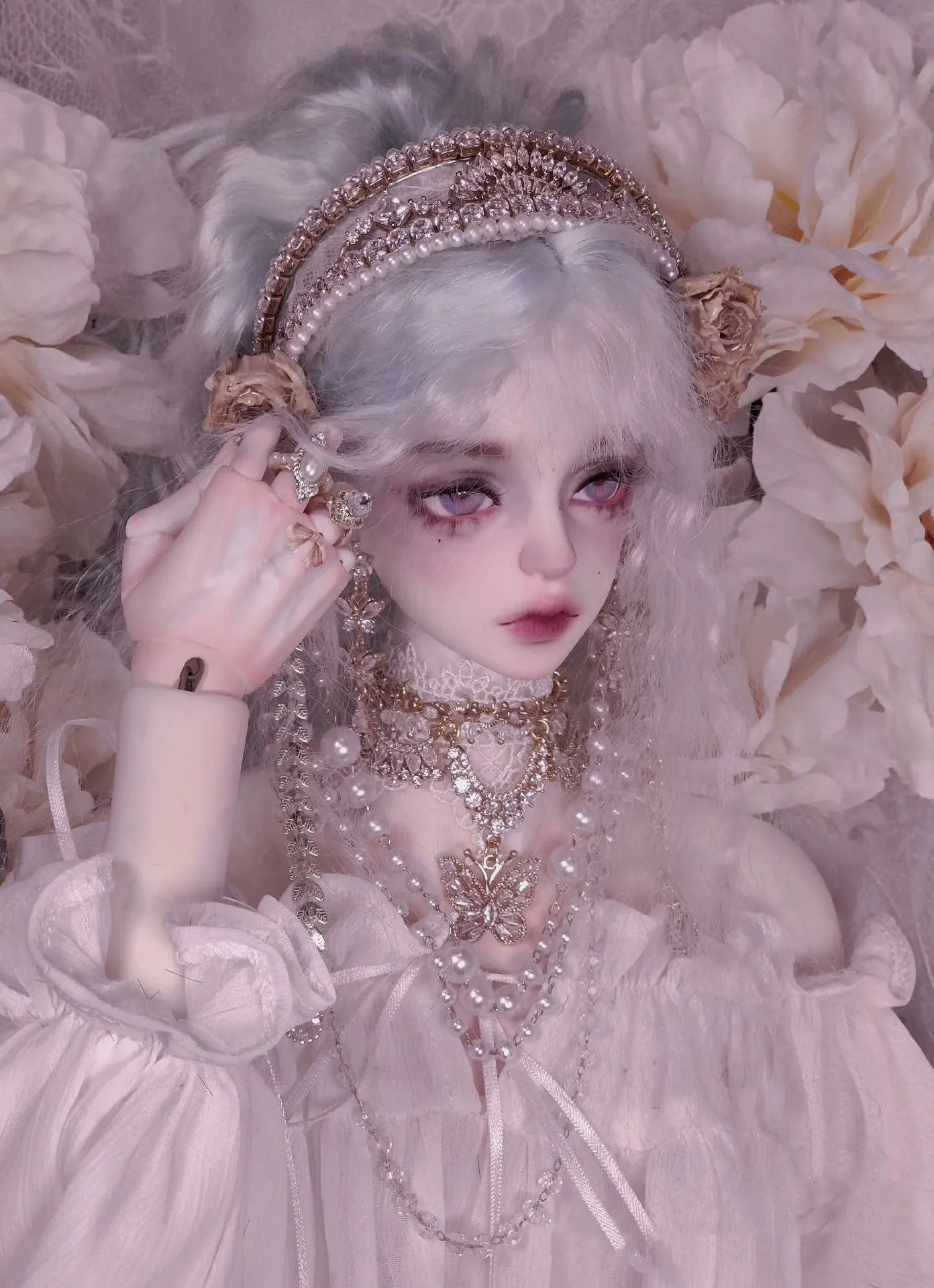 ティアラおじさん人形ジルコンネックレスクラウンブレスレットリングイヤリング、1/3 BJD人形アクセサリージュエリーアクセサリー送料無料