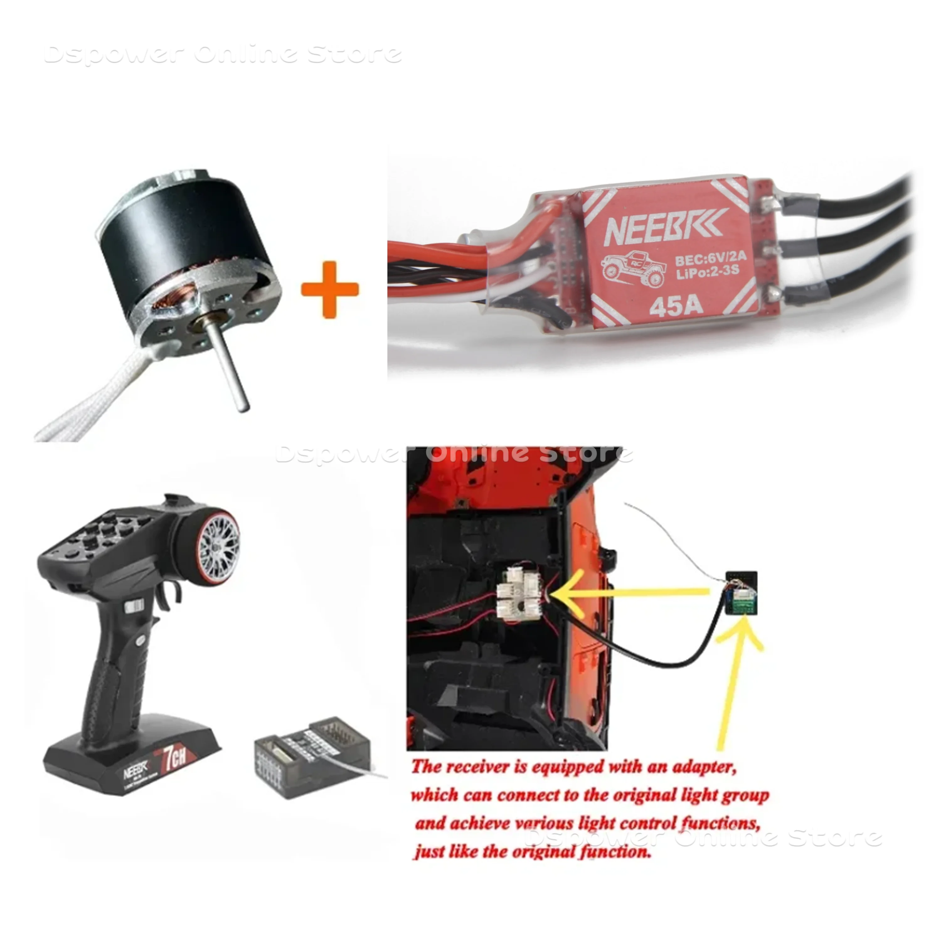 2322 2600KV 3500KV Brushless Motor Metal Gear Box AM32 45A ESC 7CH Transmitter 21G Servo for MN82 MN78 MN168 MN99S Upgrade Parts