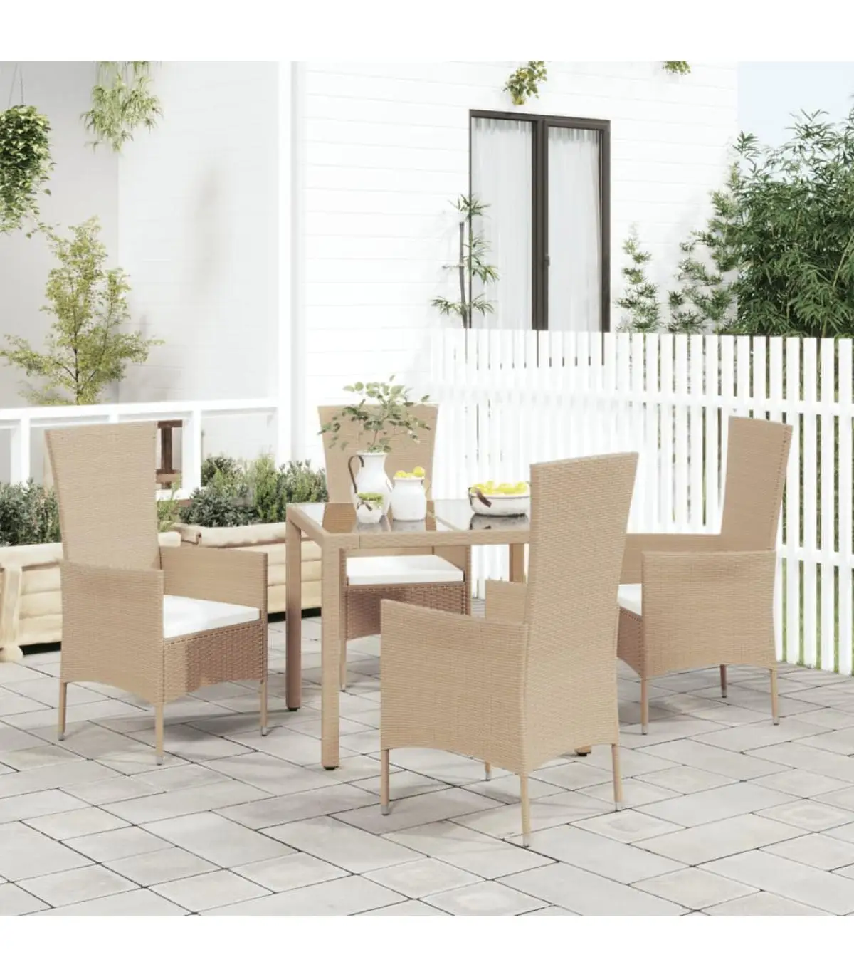 Garden chairs garden chairs with cushions 4 pieces synthetic rattan beige