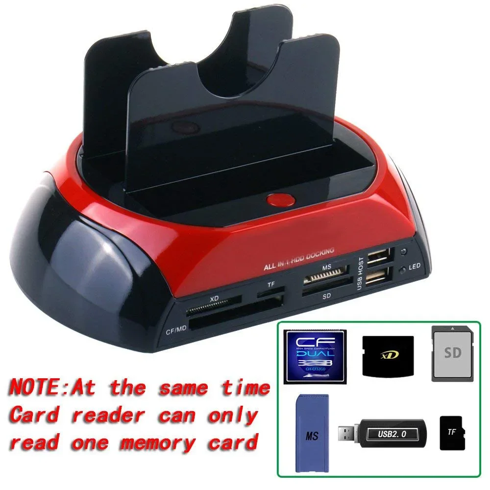 Nworld 2.5 3.5 Inch IDE SATA Hard Drive All in One Dual Slots USB 2.0 To SATA IDE HDD Docking Station Card Reader