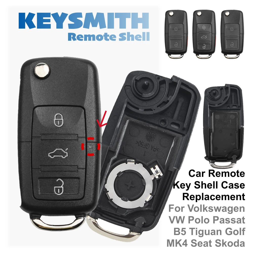 KEYSMITH Klappbarer Autoschlüssel-Gehäuse für VW Polo Passat B5 Golf MK4 Tiguan Ersatz-Schlüsselgehäuse – Detail 1