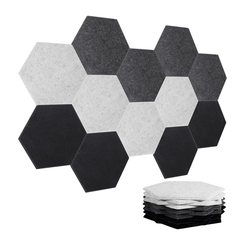 Acoustic Panels, 12 Pack Soundproof Wall Panels,Self-Adhesive Sound Absorbing, Hexagon Sound Proof Panels