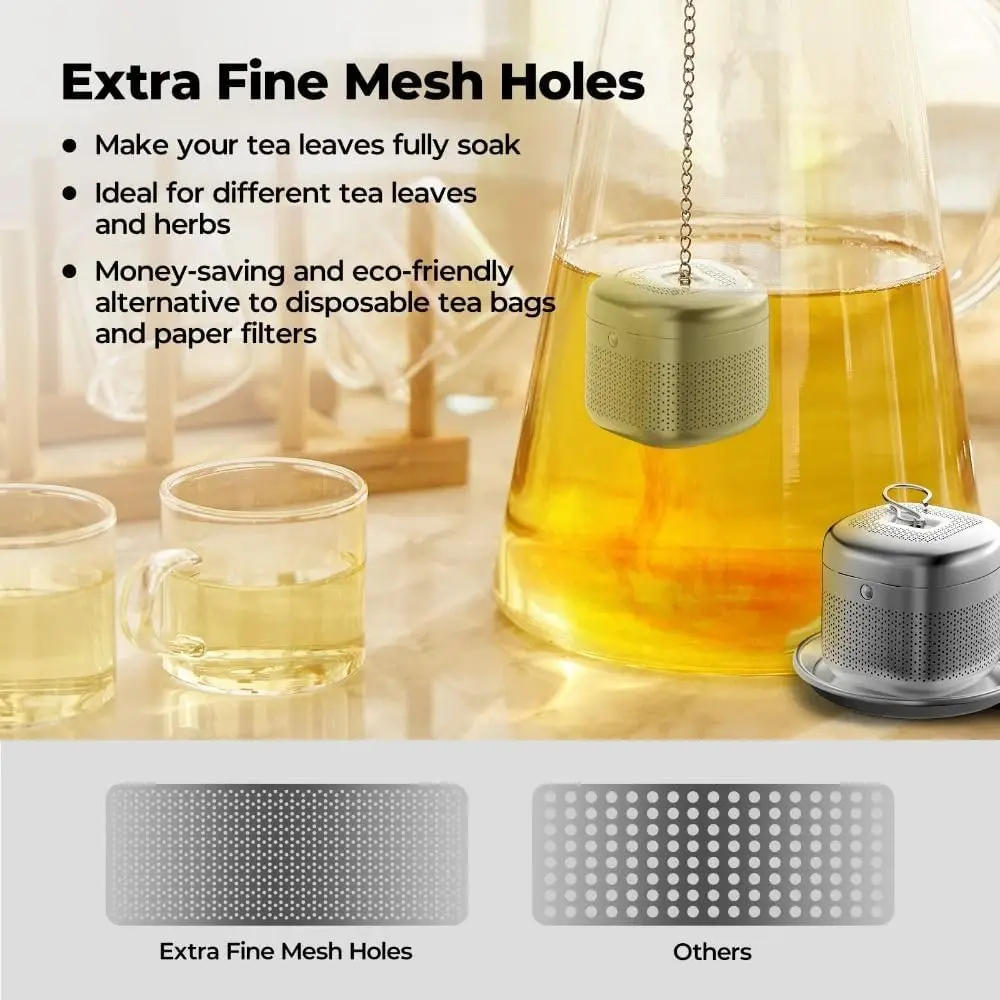 Tea Strainers Extended Chain Hook Multi Purpose Extra Fine Mesh Loose Tea Steeper Durable Mesh Filter Strainer Loose