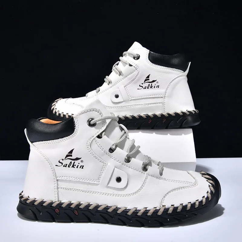 

Men's plus size handmade casual shoes Four Seasons breathable non-slip outdoor walking shoes fashion youth Joker city flat boots