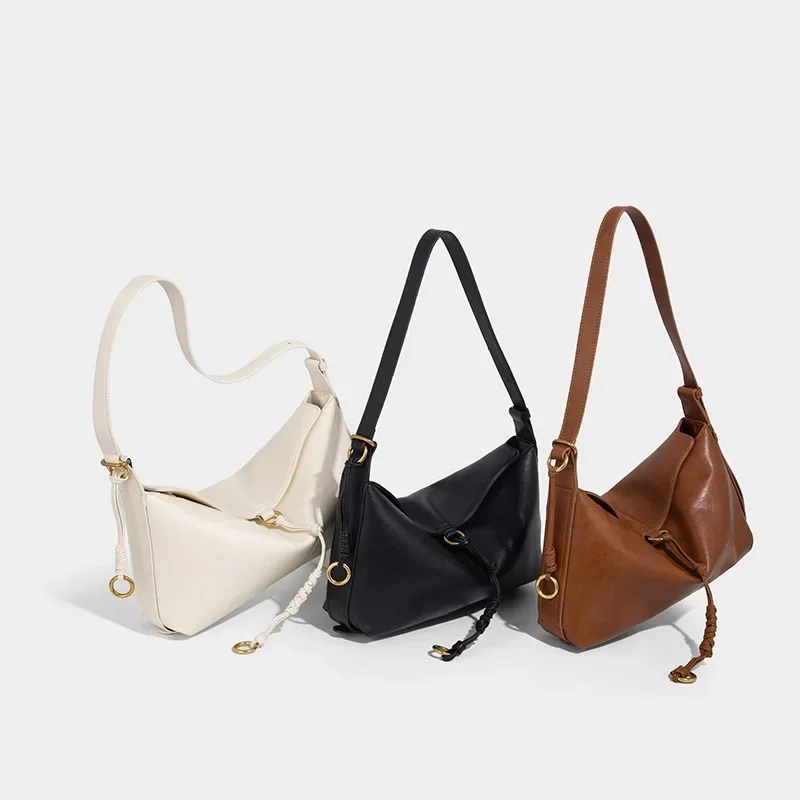 

2026 Niche Design High Texture Oblique Span Bag Retro Commuter Tote Fashionable Versatile Single Shoulder Portable Dumpling Bag