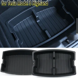 for Tesla New Model 3 Highland 2024 Frunk Storage Box Double-Layer Rear Trunk Organizer Tray Parts Car Front Trunk Accessories