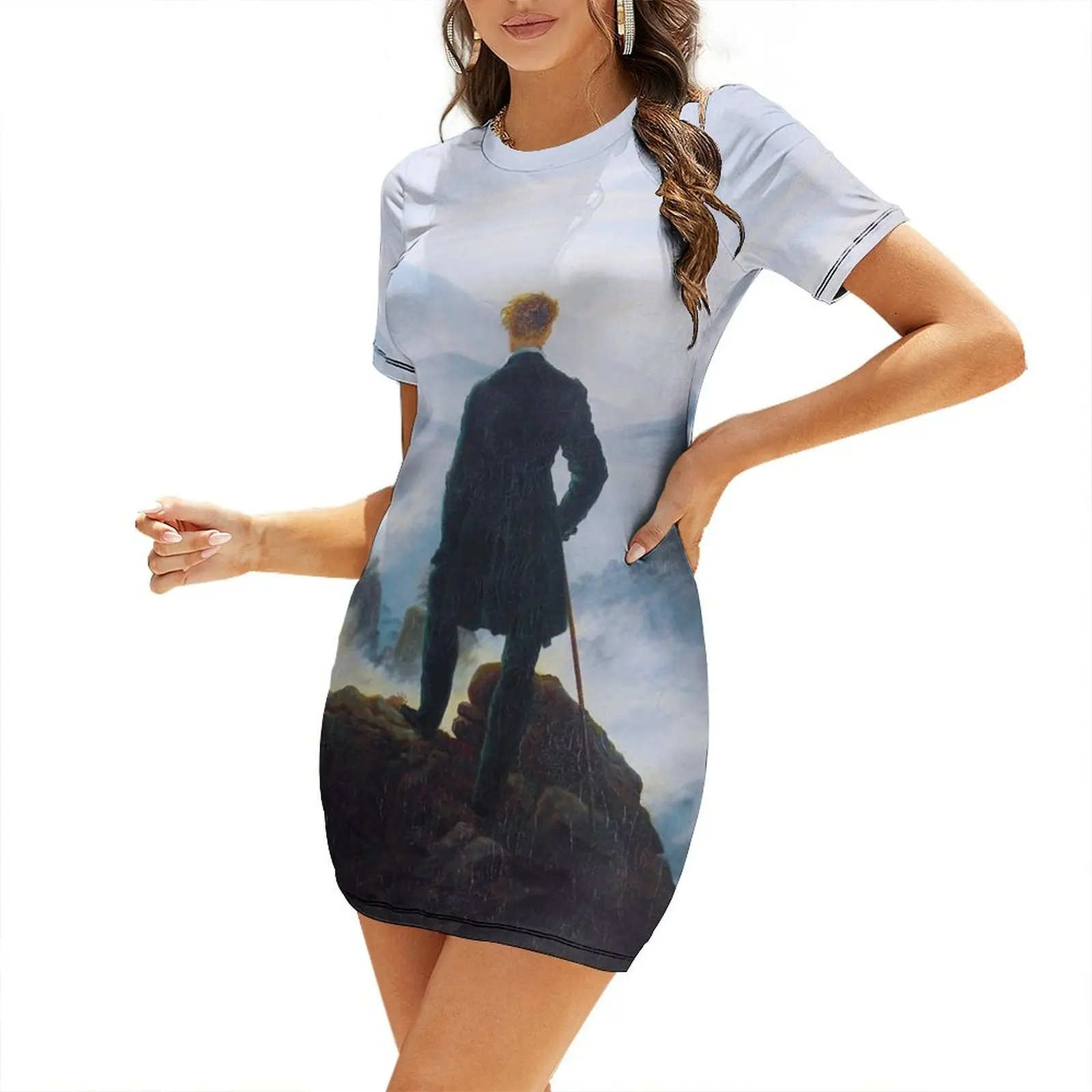 

HD Caspar David Friedrich - Wanderer 1817 Short-Sleeved Dress sensual sexy dress for women Dress