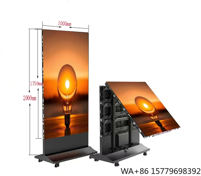 P1.9 P2.6 Aluminum Custom Advertising Stand Screen Poster WiFi Control Portable Foldable LED Poster