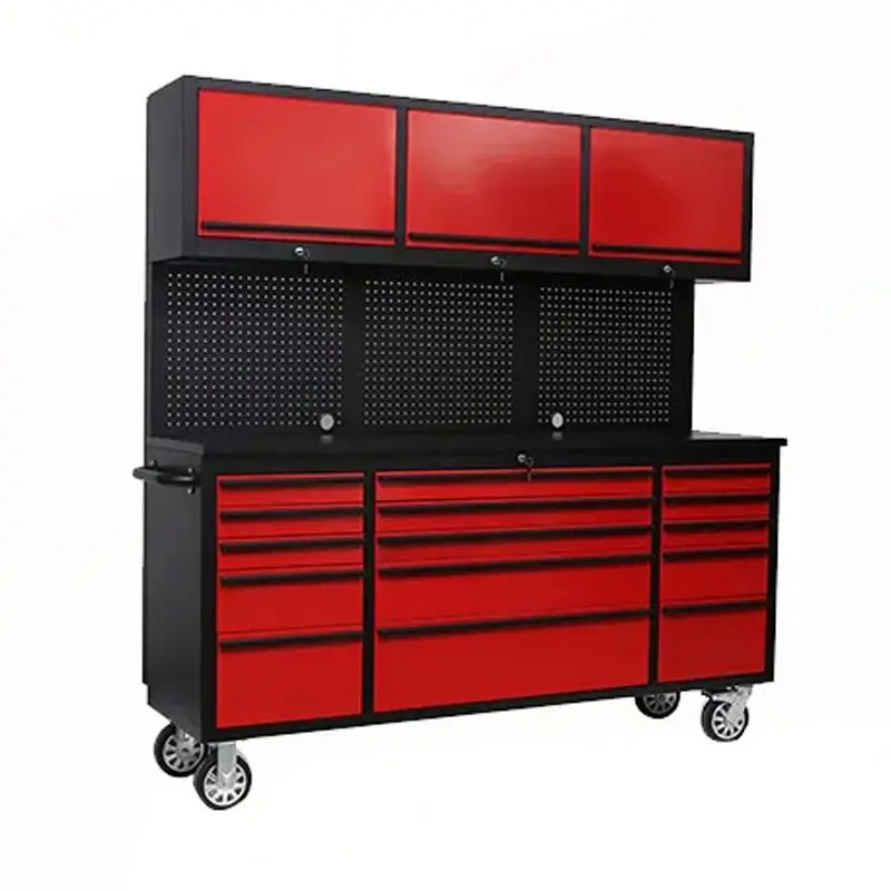 Heavy Duty Stainless Steel Rolling Tool Cabinet Pegboard Top Chest-Mobile Garage Hotel Storage Tool Box Drawers For Workshop