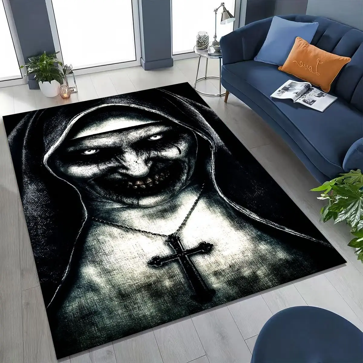 

Terrifying Ghost Spirit Apparition Specter Skull Gothic Rug for Bedroom Living Room Sofa Home Doormat Decor,Non-slip Floor Mat