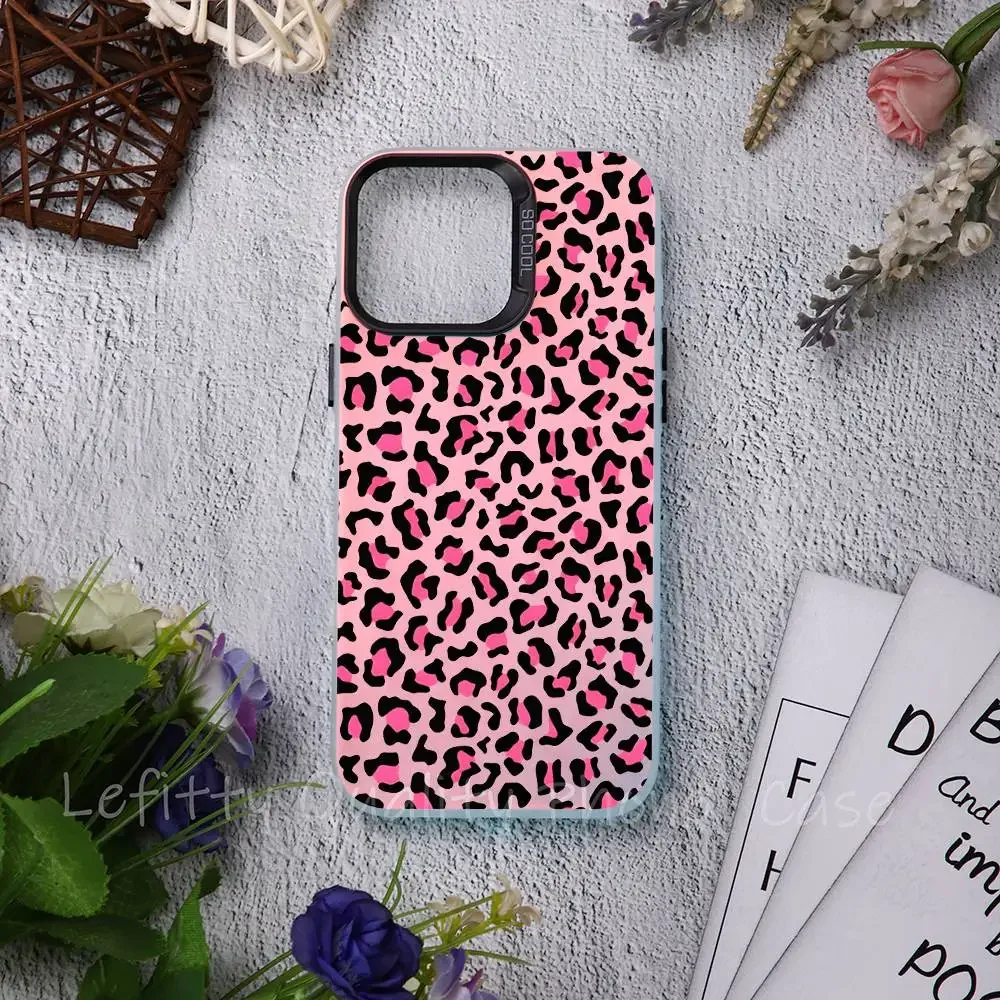 Fashion Classic Leopard Print Phone Case For IPhone 17 16 15 14 13 12 11 Plus Pro Max Multicolor Aurora Laser Shockproof Funda