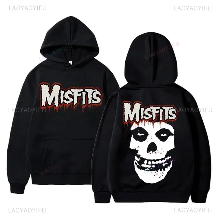 Horror Punk Misfits inspirado cráneo Rock estampado Unisex Sudadera con capucha gótico Vintage manga larga moda Rock vacaciones Streetwear Top