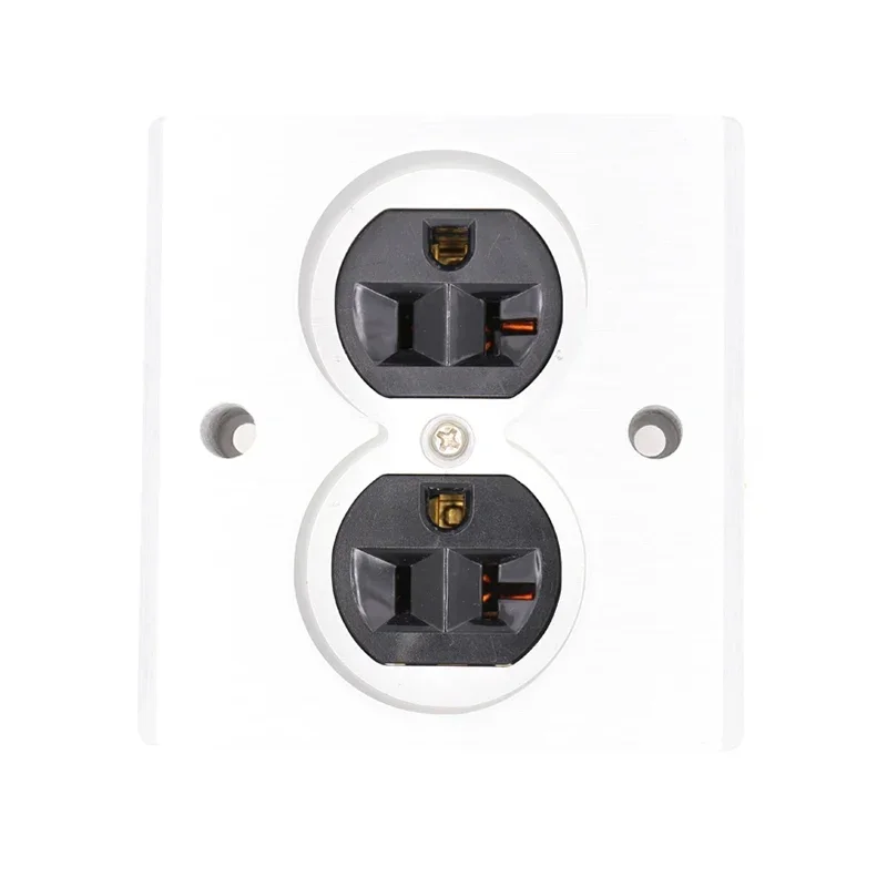 HIFI Audio US Dual Mains 20A AC Duplex Receptacles Wall Outlet Panel Wall Plate Power Socket US Duplex Distributor Double 3-pole