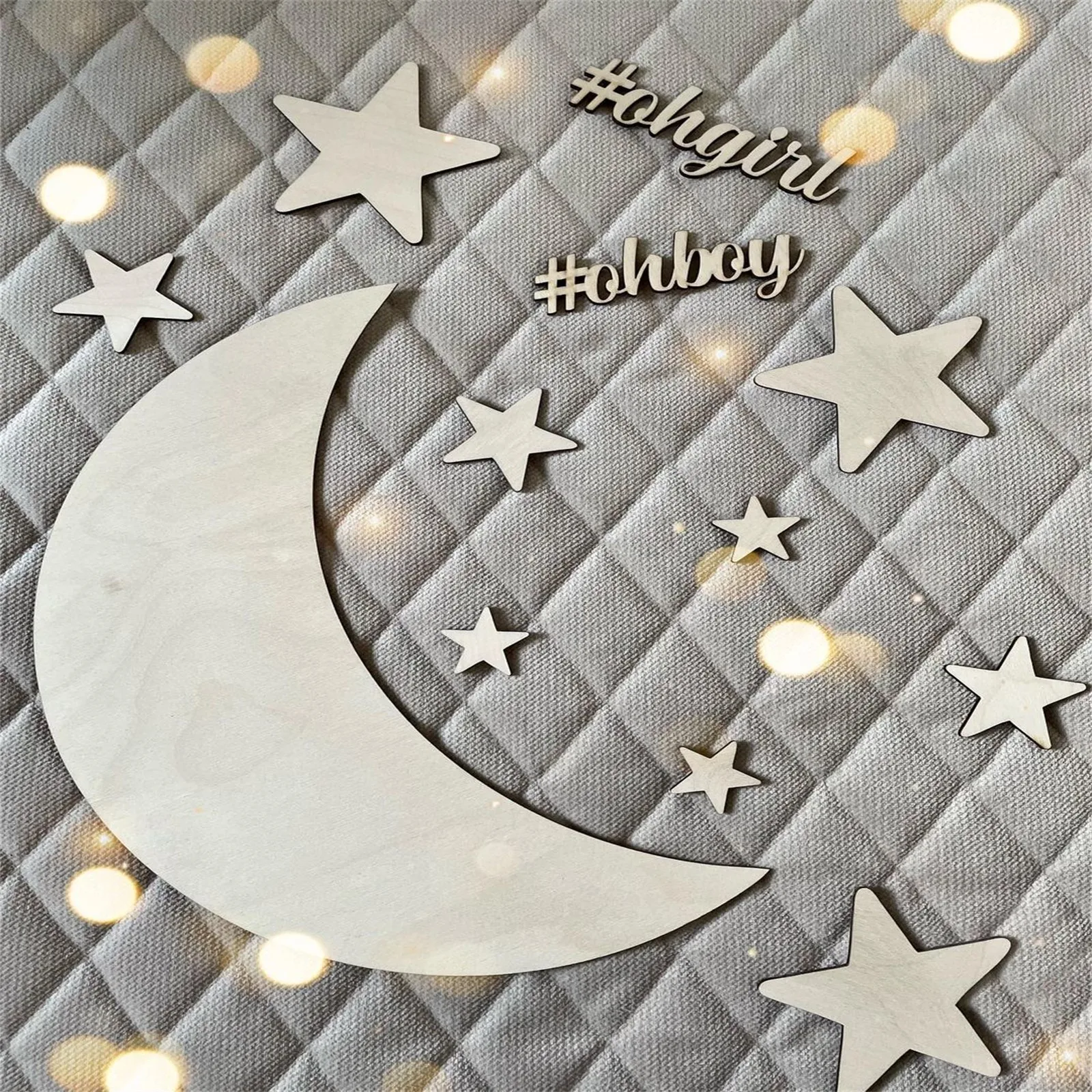 Kerst Houten Sterren Versieren Babykamer Rotan Maan Muur Houten Regenboog Kwekerij Kinderen Baby Jongens Meisjes Slaapkamer Decor