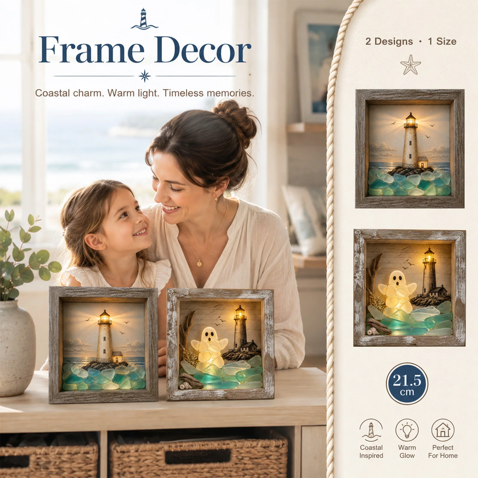 フォトフレーム LED装飾ナイトライト シーグラス付き ハロ - Lighting Room Decor Photo のレビューと価格