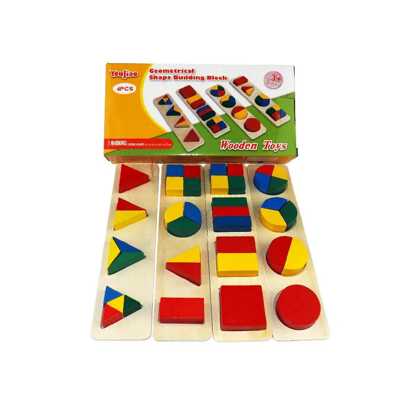 

Geometric Solids Jigsaw 4 Set Children's Montessori Educational Shape 3D Puzzles Wood Blocks Baby Early Learning Aids Wooden Toy