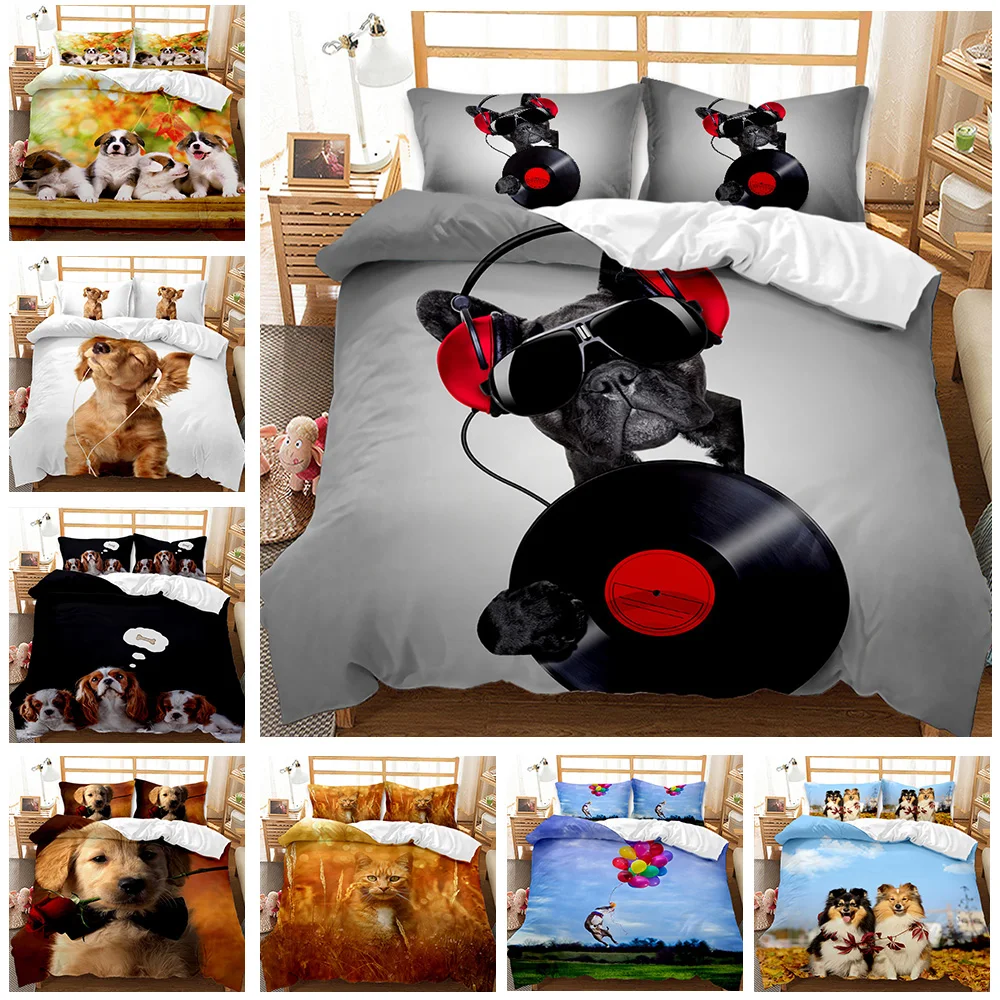 

3D Cute Music Dog Printed Animal Theme Bedding Set. Available in Queen/King Sizes. Ideal for Kids and Teen Boys