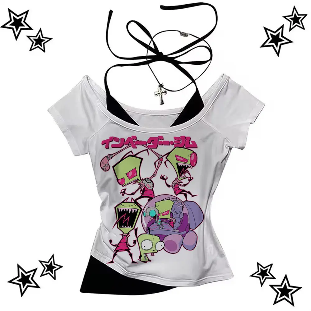 Invader Zim shirt girl Retro Gothic hip hop kawaii t shirt Pastel Colorful women kawaii