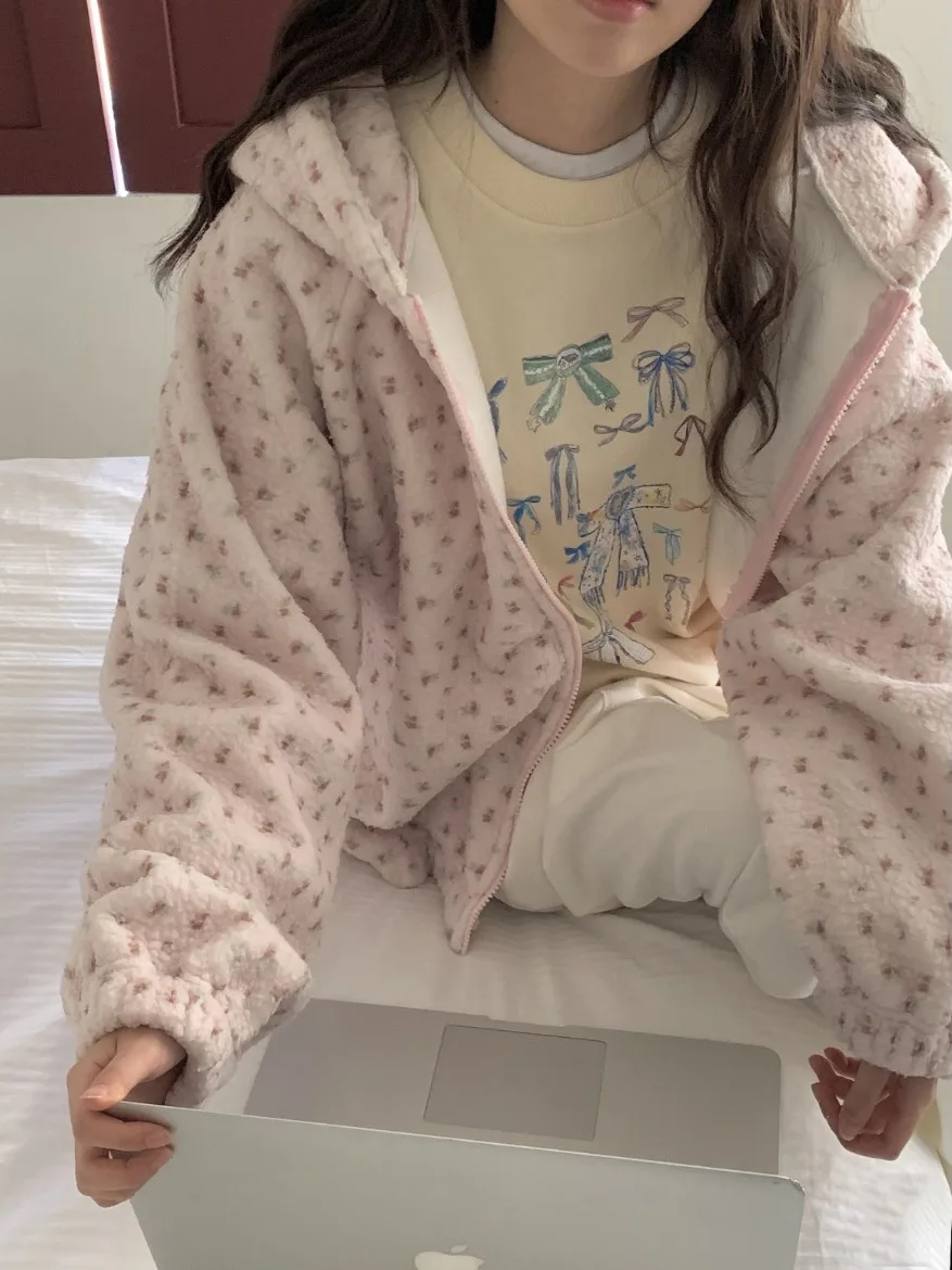 

East Gate Fair Island Color Blo Толстовка с капюшоном Jaet Lamb Fur Теплая хлопковая толстовка Fce на молнии Повседневное женское пальто