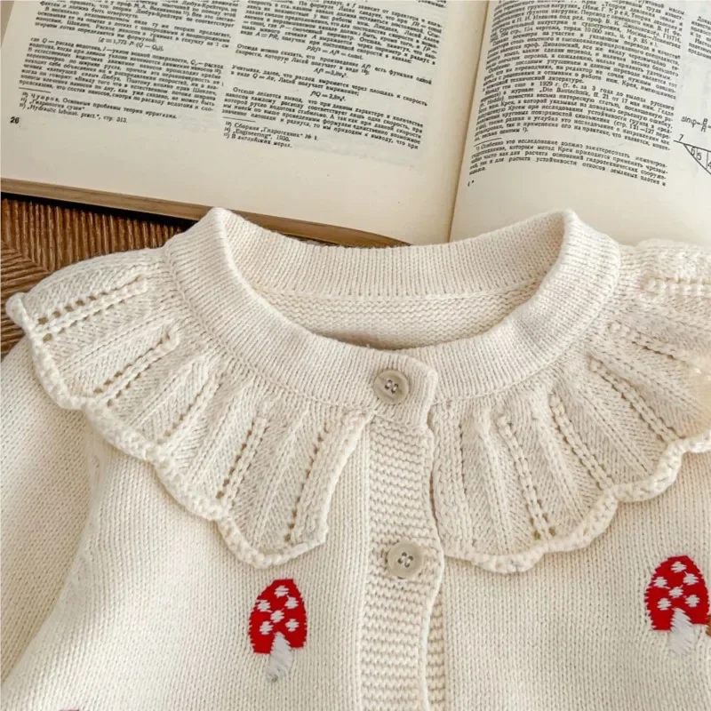 Fashion Baby Girls Cardigan Knitted Coat Sweater Embroidery Cartoon Infant Toddler Child Jacket Autumn Spring Baby Clothes 0-5Y