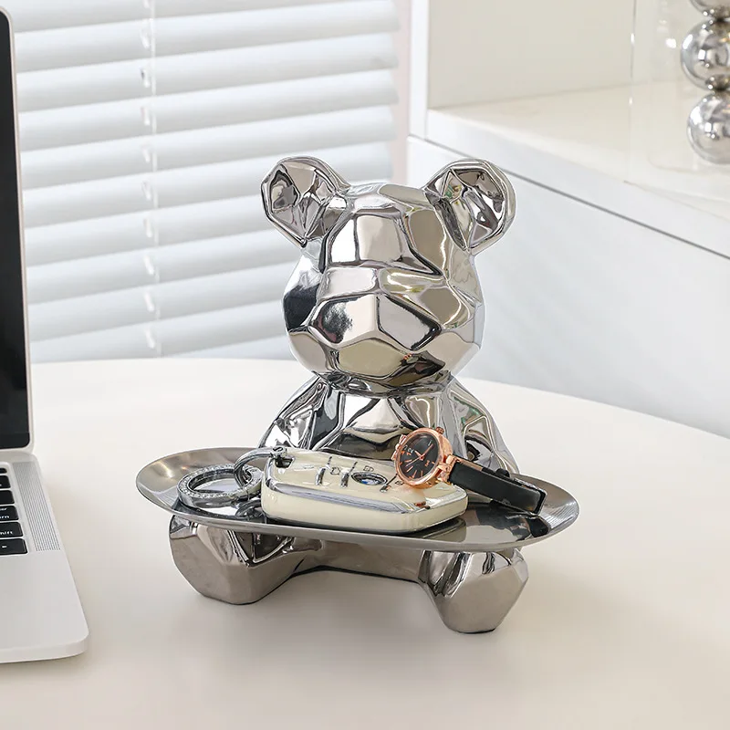 Modern Ceramic Geometric Bear Jewelry Home Desktop Key Storage Jewelry Jewelry Tray Decoration