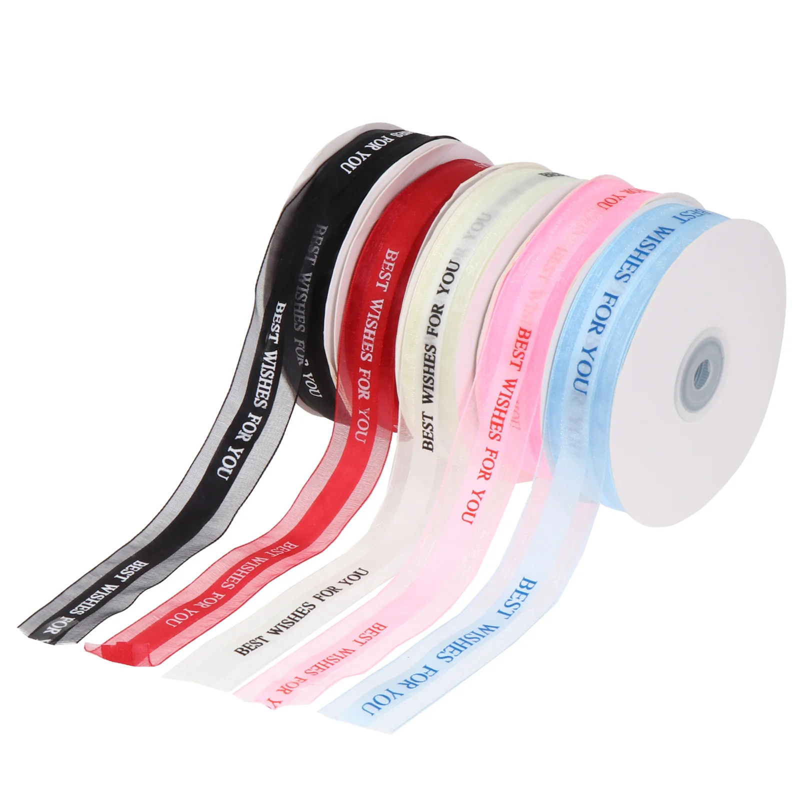 

5 Rolls Black Gold Mesh Decorative Gift Wrapping Craft Supplies Satin Ribbon Long DIY Wedding Holiday Decor Belt Elastic B