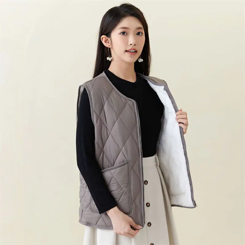 crriflz Women's Warm Extra Thick Fleece Lined Sherpa Vest Zip-Up Casual Outerwear Cotton Padded Gilet