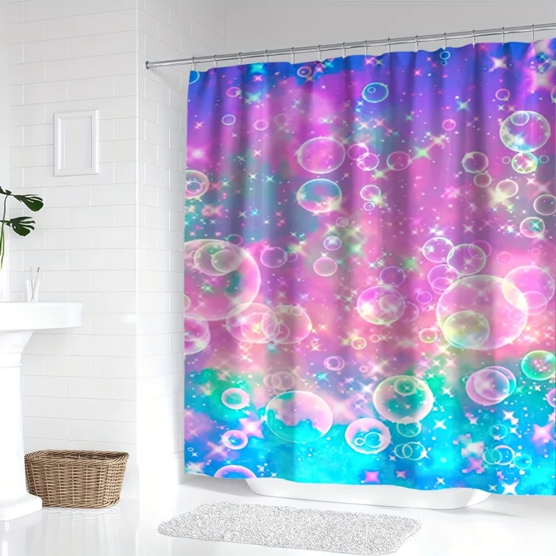 Ywjhui colorful fantasy bubble pattern shower curtain-waterproof, machine washable with hooks included-ywjhui bathroom decor