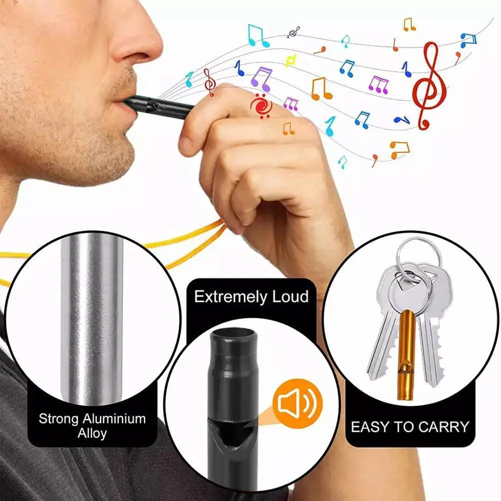 

4 Pieces/set of Aluminum Alloy Small Whistle Keychain Outdoor Survival Camping Emergency Sports Safety Whistle