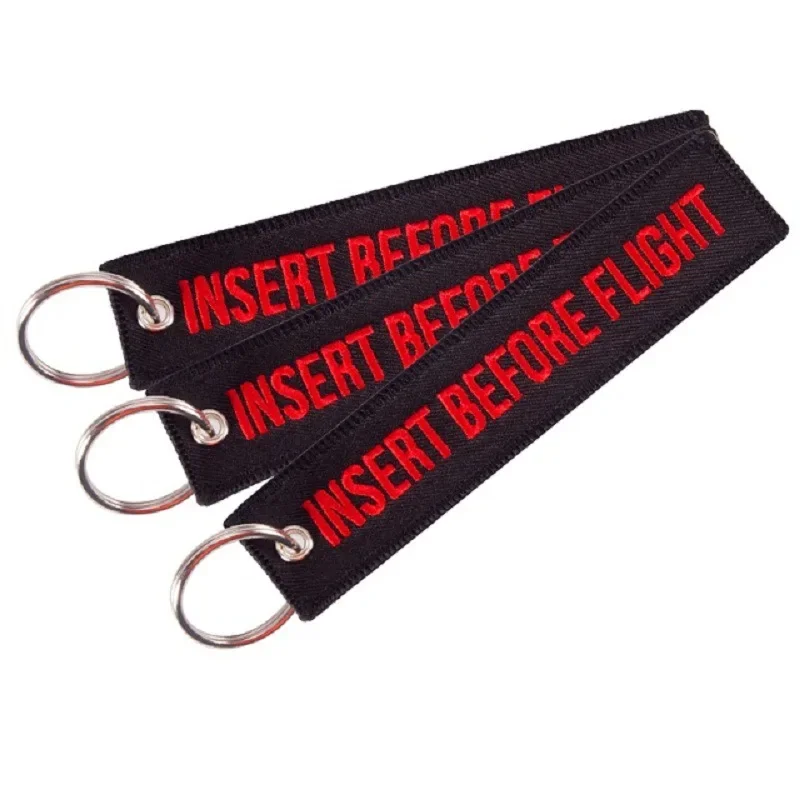 Remove Before Flight Fabric Embroidered Aviation Key Ring Embroidery Auto Keychain Backpack Pendant Motorcycle Car Cloth Keyring