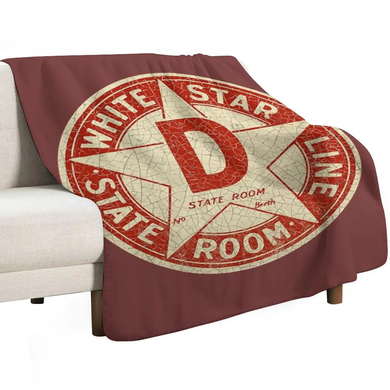 White Star Line T-ShirtWhite Star Line - Badge Throw Blanket Soft Big Thermals For Travel Softest Flannel Fabric Luxury Blankets