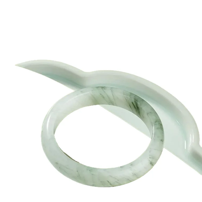 Xinjiang Tianshan Bracelet, Ice Type, Women's Style, Natural Golden Silk Jade, Snow Green, Flat Bar with Flower Pattern