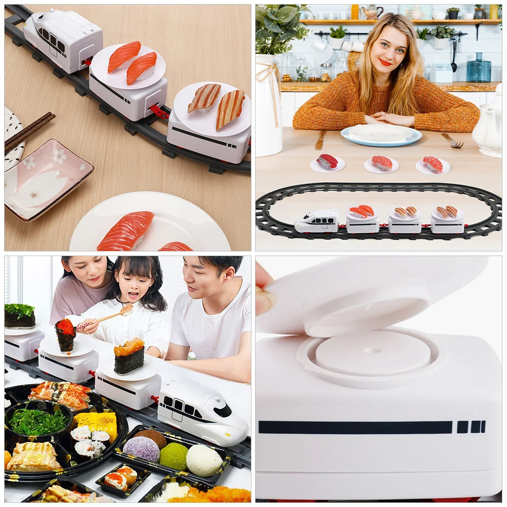 Kids Railway Japanese Rotating Cars Train Electric Conveyor Belt Sushi Toys Holder Multifunction