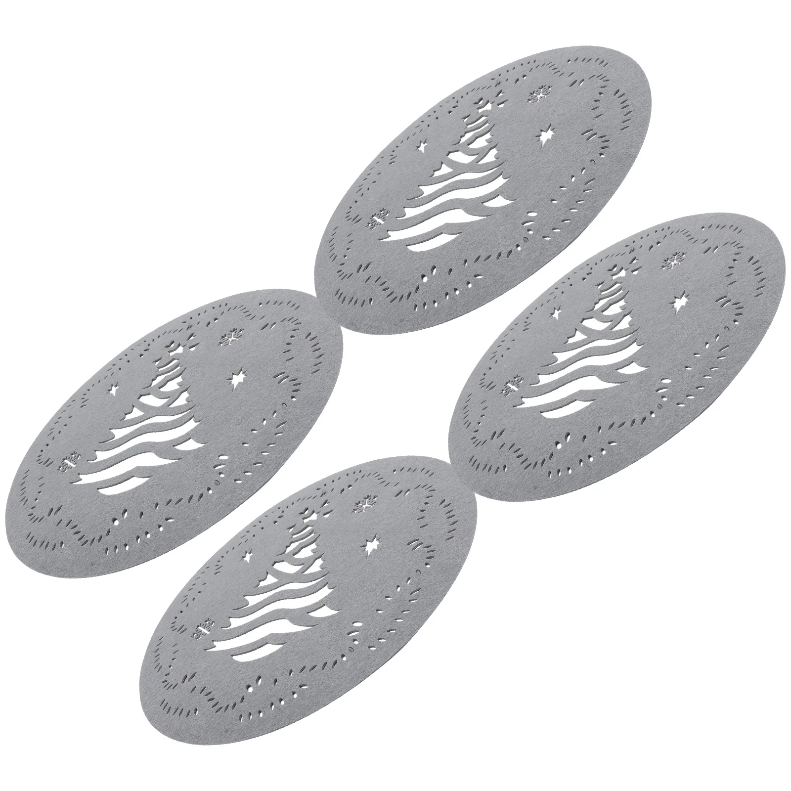 

4 Pcs Merry Christmas Tree Coasters Dinner Table Decor Trivets Dark Grey Placemats