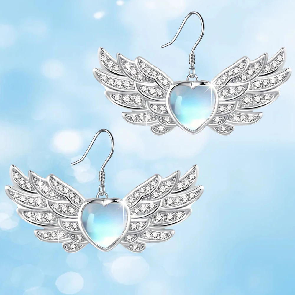 3pc Angel Wing Pendant Necklace Earring Set Fashion Party Jewelry Set Valentine's Day Birthday Anniversary Gift