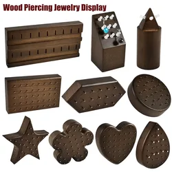 1PC Wood Piercing Jewelry Display Flower Heart Shape Cases Stand Earring Belly Lip Tongue Body Piercing Jewelry Solid Wood Stand