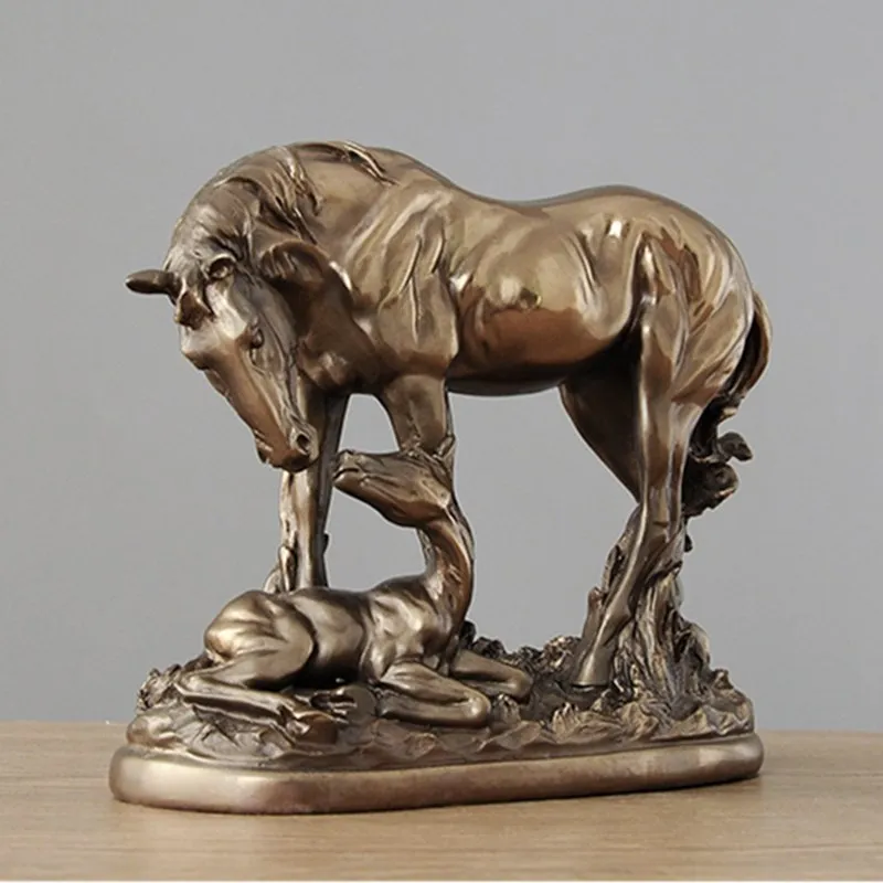 DEEP FEELINGS HORSE STATUE BRONZE HORSE ART SCULPTURE ABSTRACT ANIMAL FIGURINE RESIN CRAFTS HOME DECORATIONS WEDDING GIFT R1377