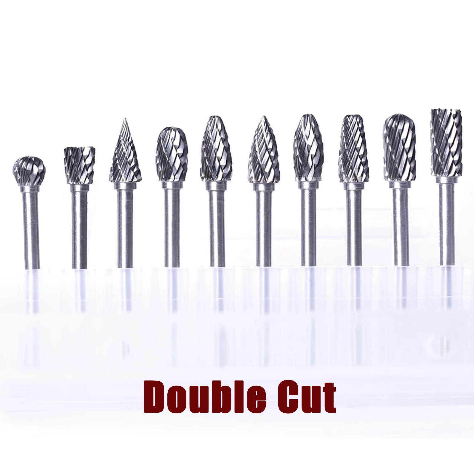 10pcs Double Cut Carbide Rotary Burr Set Die Grinder Tungsten Bits For Wood Working Carving Polishing Drilling