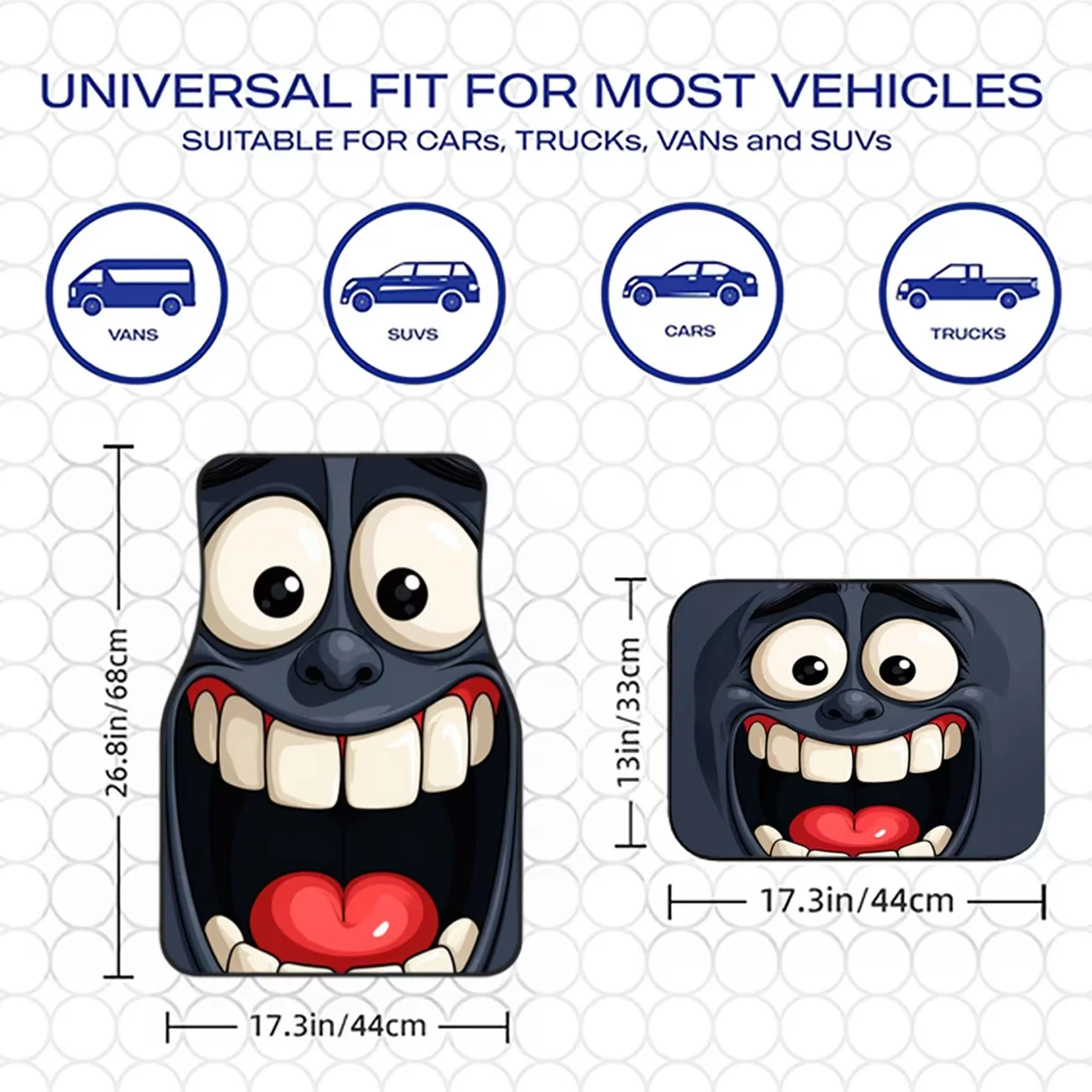 4-Piece Set of Fun Cartoon Smiley Face Printed Car Floor Mats, Quirky Smiling Character Design, Universal Car Interior Decoration, Stylish Car Accessories for Daily Commuting