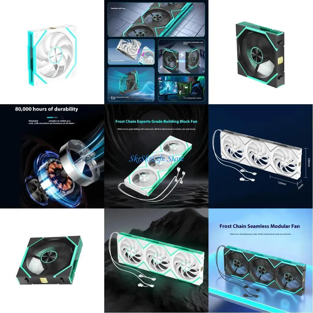 

E65E ARGB Synchronized Case Fan 12cm Wireless Interlinking Design Temperature Auto Speed Adjustment Silents Running