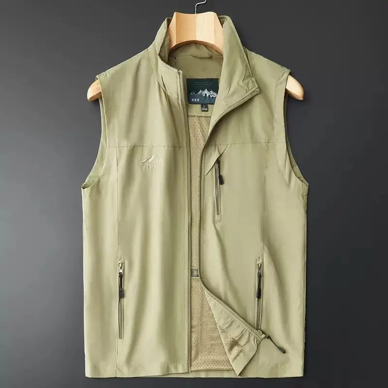 Spring Summer Men Waistcoat Mens Casual Thin Quick Drying Vest Coat Outdoor Photography Fishing Hiking Tactical Cargo Vest M-6XL