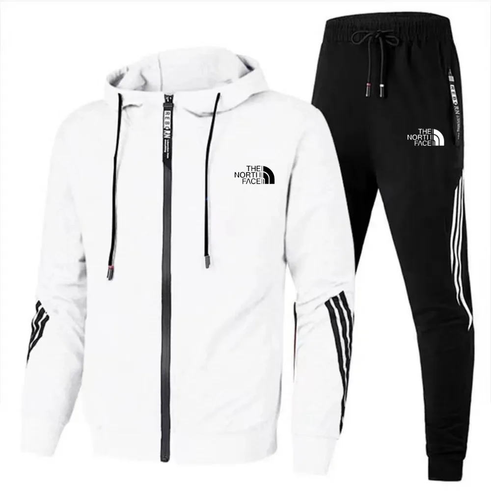 

2024Men's Suit Two-Piece Tracksuit Casual Sports Jacket+Trousers Harajuku Sports Suit Spring And Autumn Hoodie Sportswear