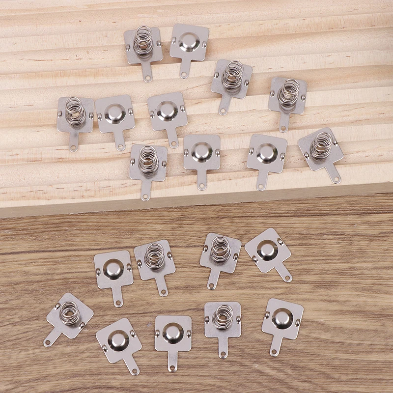 5 Pairs 12mmx12mm Positive Negative Metal Battery Spring Contact Plate Silver Unidirectional Slot For AA Battery Case