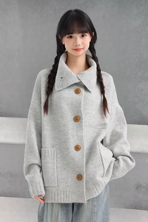 セーター ジャンパー カーディガン レディース ジャージ シェニール装飾ボタン ルーズフィット アフタヌーン Y2K エレガント レディライク フェミニン ソフトプラッシュ