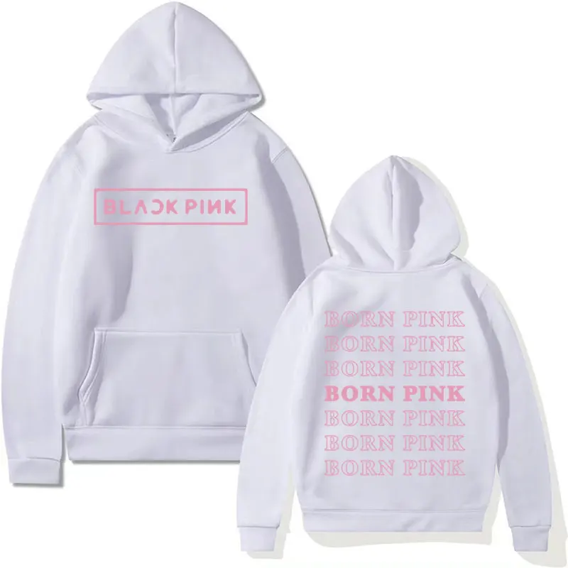 Black Pink Graphic Hooded Men Women\'s Fashion Aesthetic Kpop Streetwear Y2k Sweatshirt Unisex Autumn/Winter Casual Fleece Hoodie