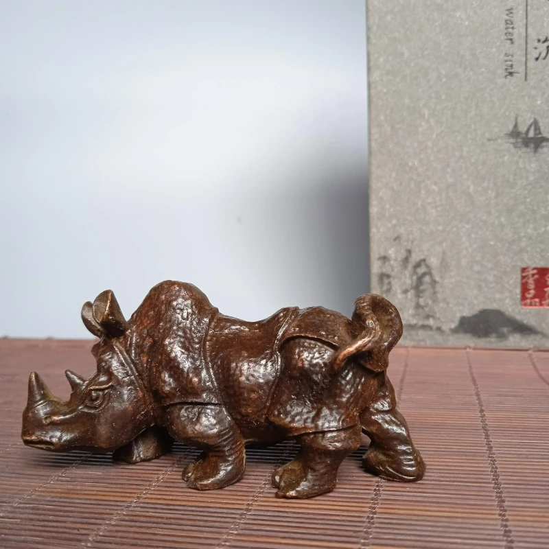 

Antique Copper Rhinoceros Creative Office Home Tea Pet Tea Table Antique Copper Trinkets Ornaments Crafts