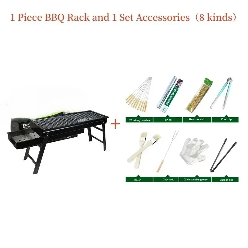 BAYKINGWIN Neuer großer BBQ-Grill, zusammenklappbar, tragbar, Holzkohle, Outdoor, Camping, Picknick, Brenner, faltbar, Holzkohle-Camping-Grillofen 3